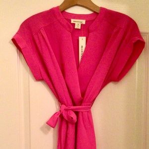 pink wrap dress